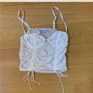 Princess Polly Mesh Ivory Ruched Camisole